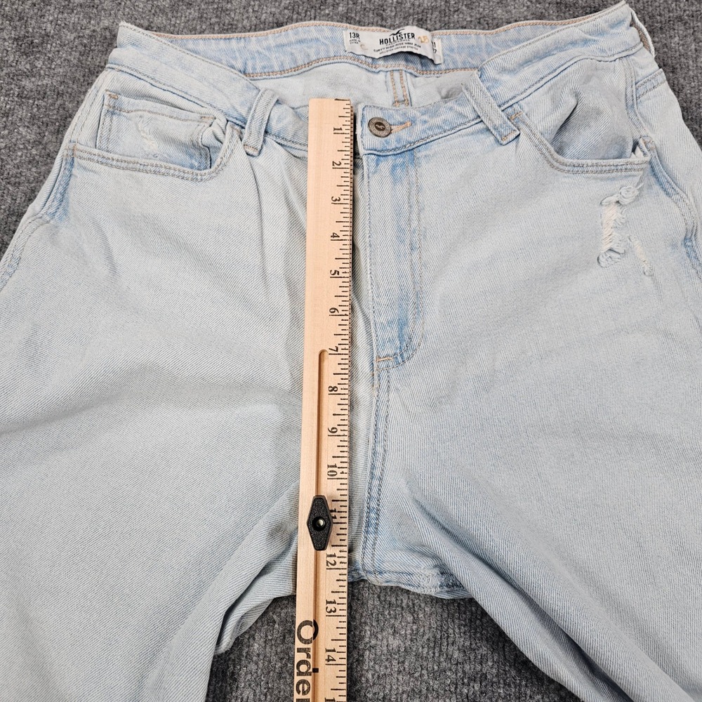 Hollister Curvy High Rise Mom Jeans Womens 13R W31 L27 Light Wash Distressed - Picture 13 of 13